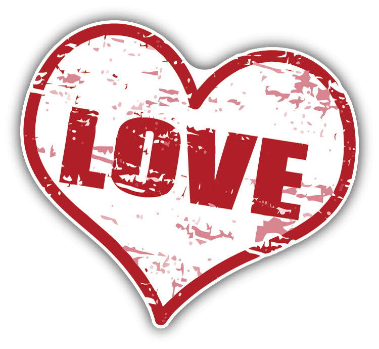 Love Heart Valentine's Day Stamp Car Bumper Sticker Decal