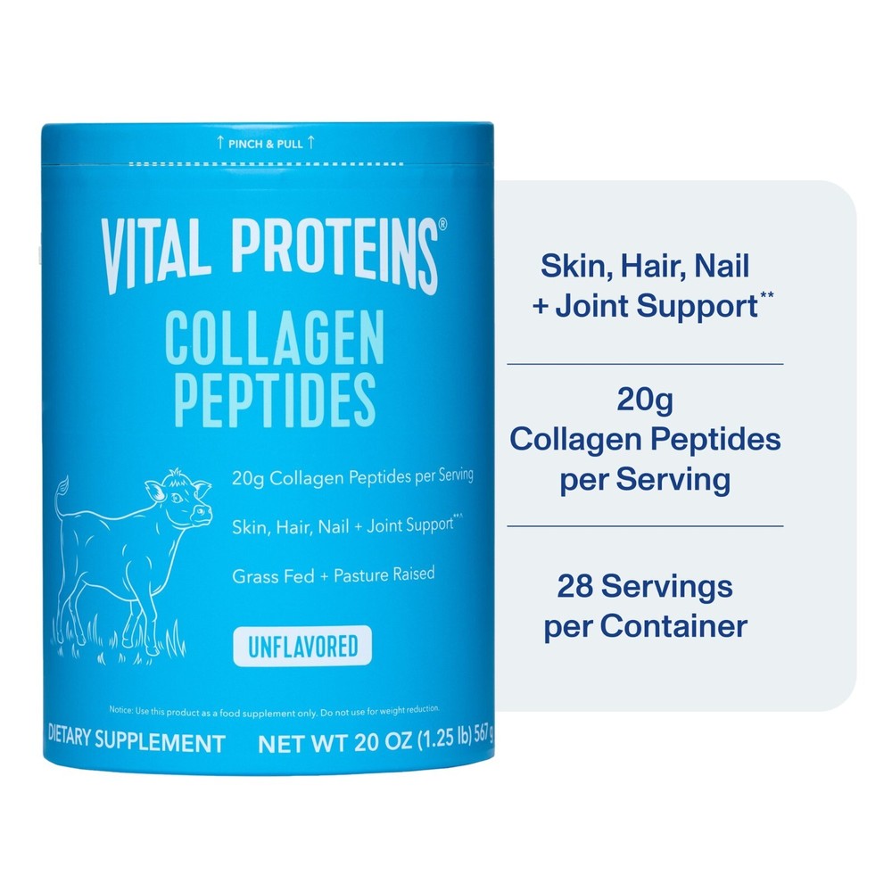 Vital Proteins Collagen Peptides Powder Supplement Unflavoured 20 oz Free SHIP.