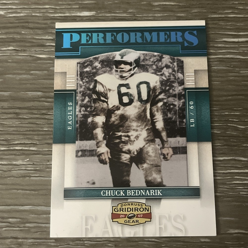 2007 Donruss Gridiron Gear Chuck Bednarik Blue /25 SSP #P-10 Eagles HOF