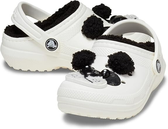 New Kids Classic Lined Panda Bear Black & White Crocs with Tag