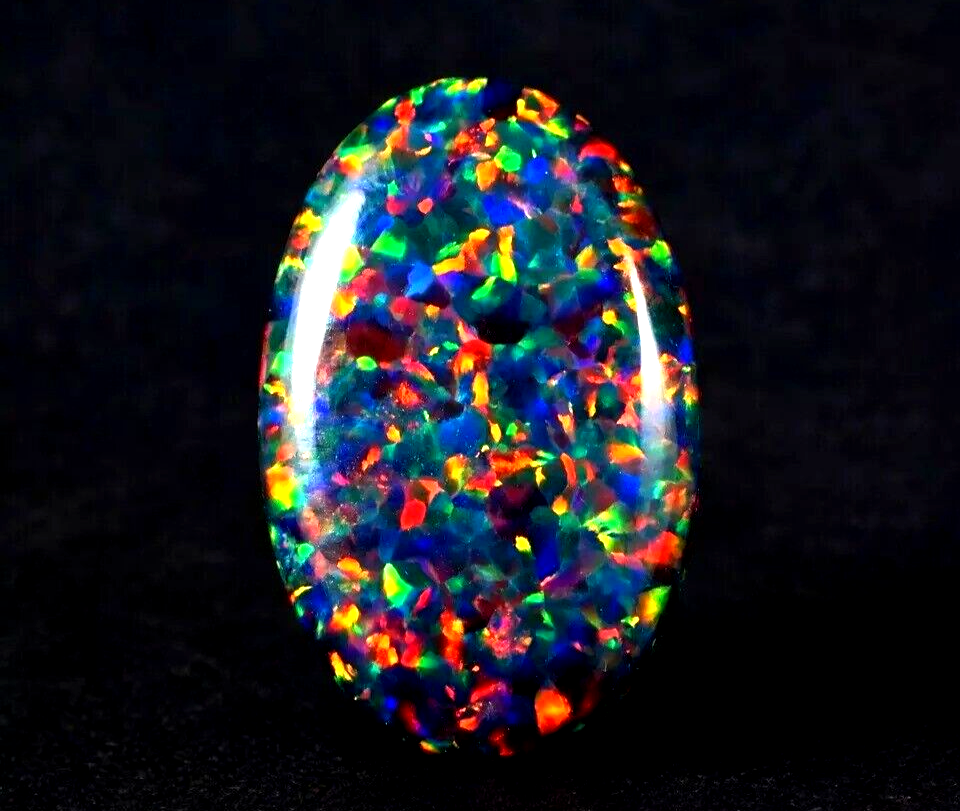 Natural Black Fire Opal Oval Cabochon 9.00 Ct AAA+ Australian Loose Gemstone