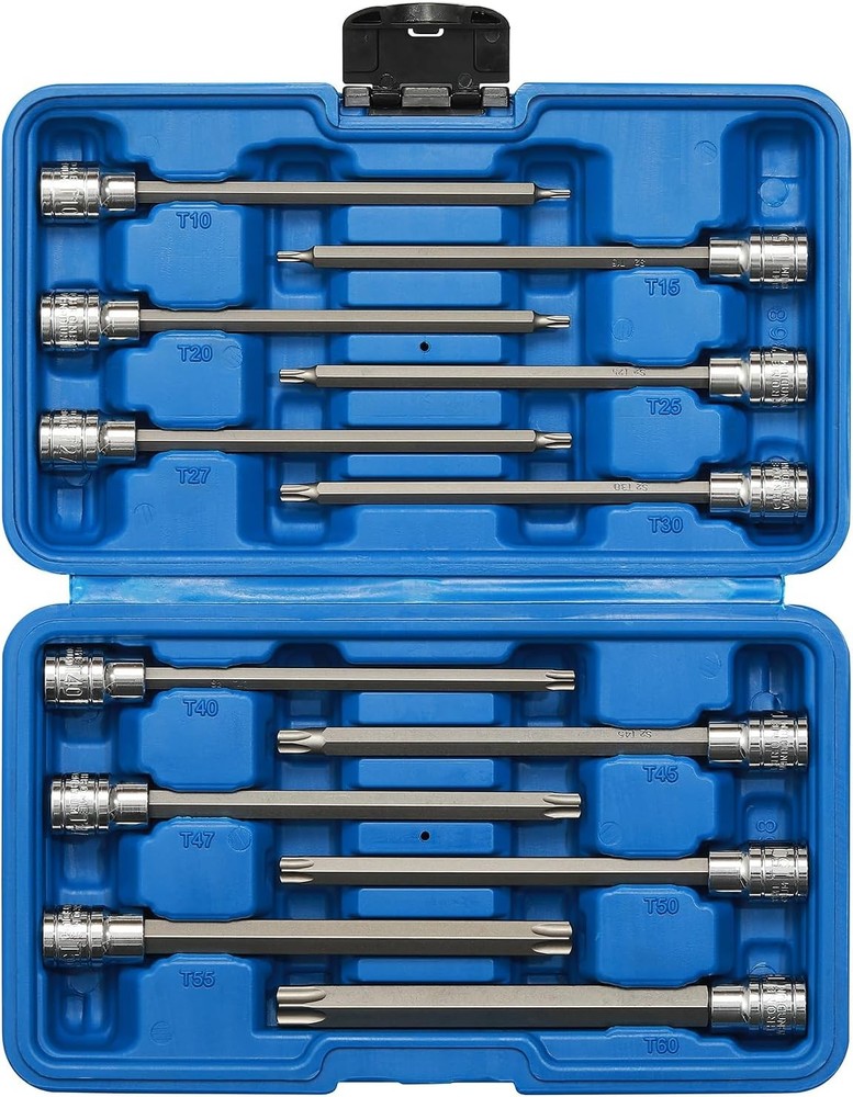 3/8 Drive Extra Long Torx Bit Socket Set T10 to T60 12-Piece EMENTOL