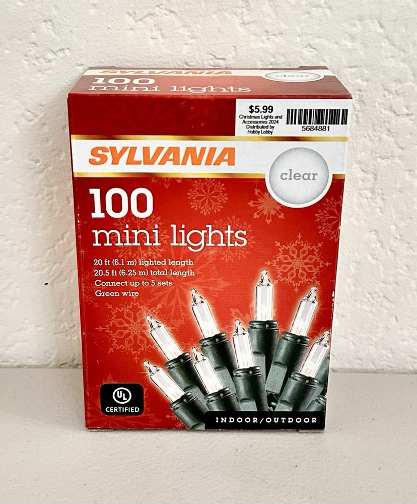 🔥NEW🔥 Sylvania 100 Mini Lights Incandescent on Green Wire 20ft Indoor/Outdoor