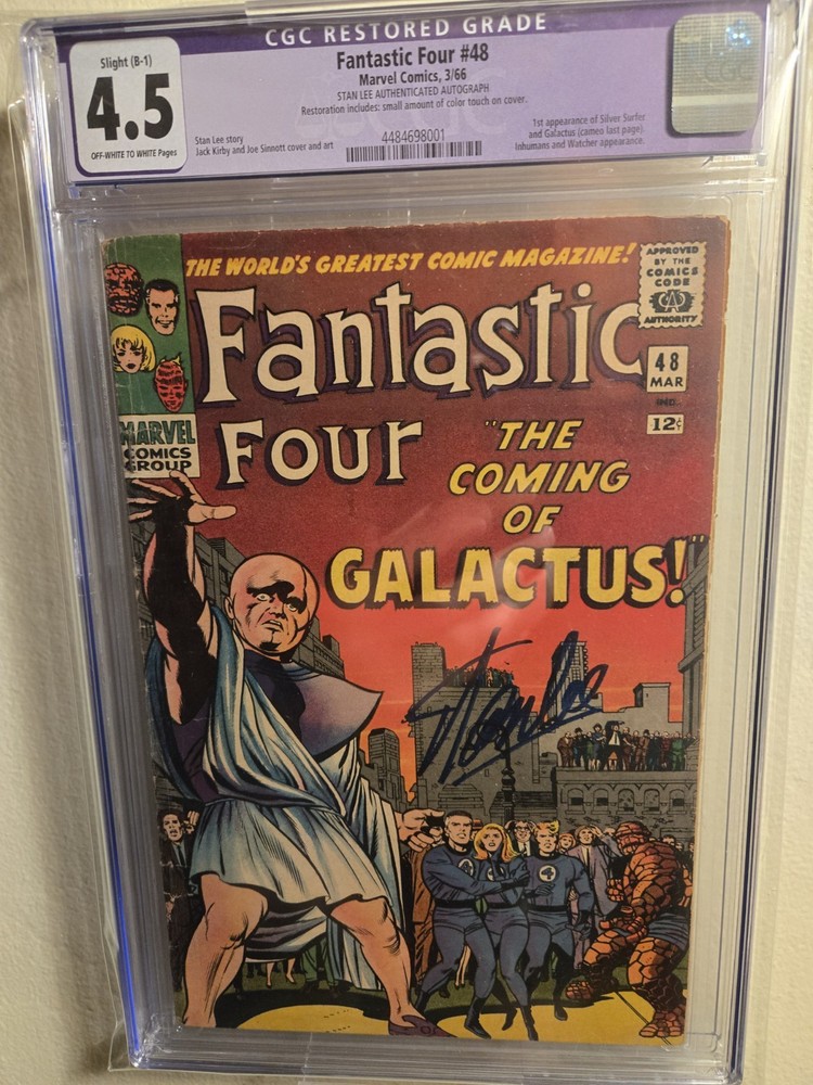 Fantastic Four #48 CGC SS 4.5 Signed By Stan Lee! First Galactus Silver Surfer!