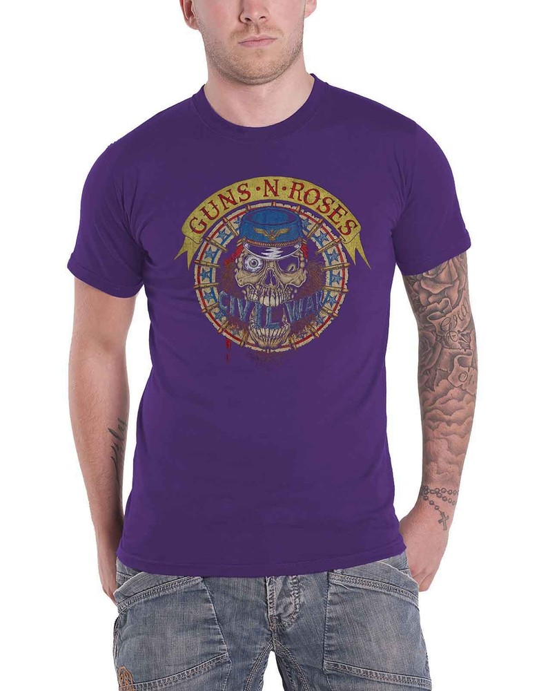 Guns N Roses Band Logo Skull Circle Purple Official Mens T-Shirt