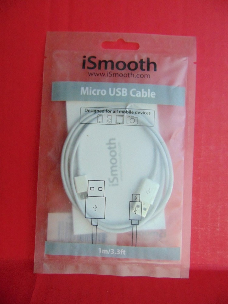 iSMOOTH 3.3ft Micro USB Cable Brand New Sealed