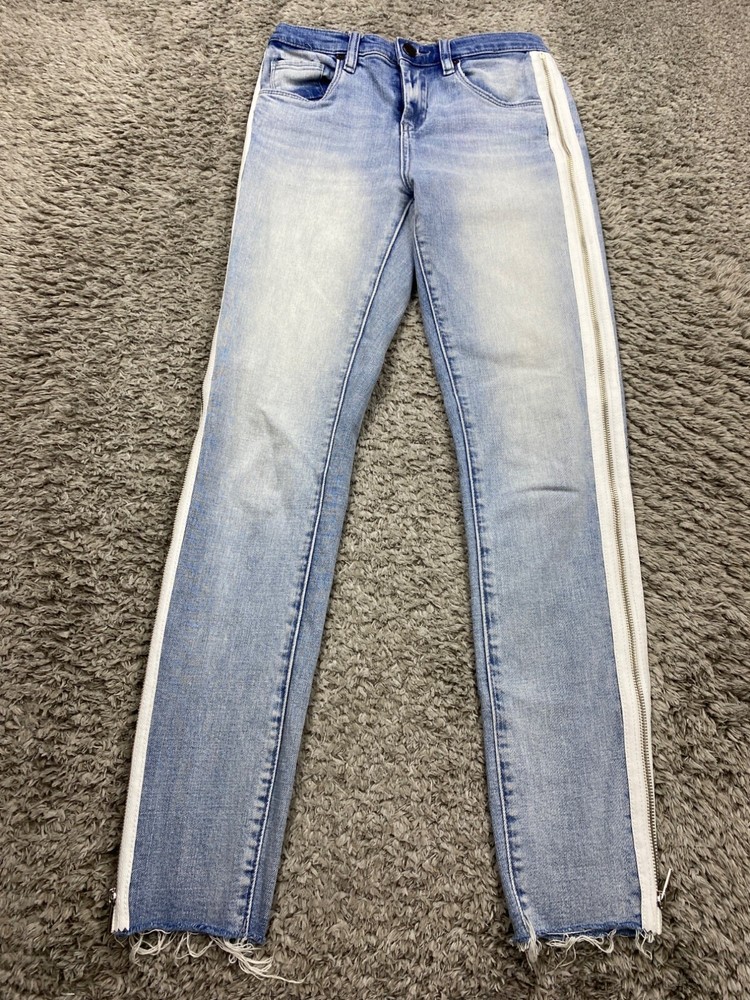 Blank NYC Jeans Women 26 Slumlord Cool High-Side-Zip Intermix Frayed Hem Denim