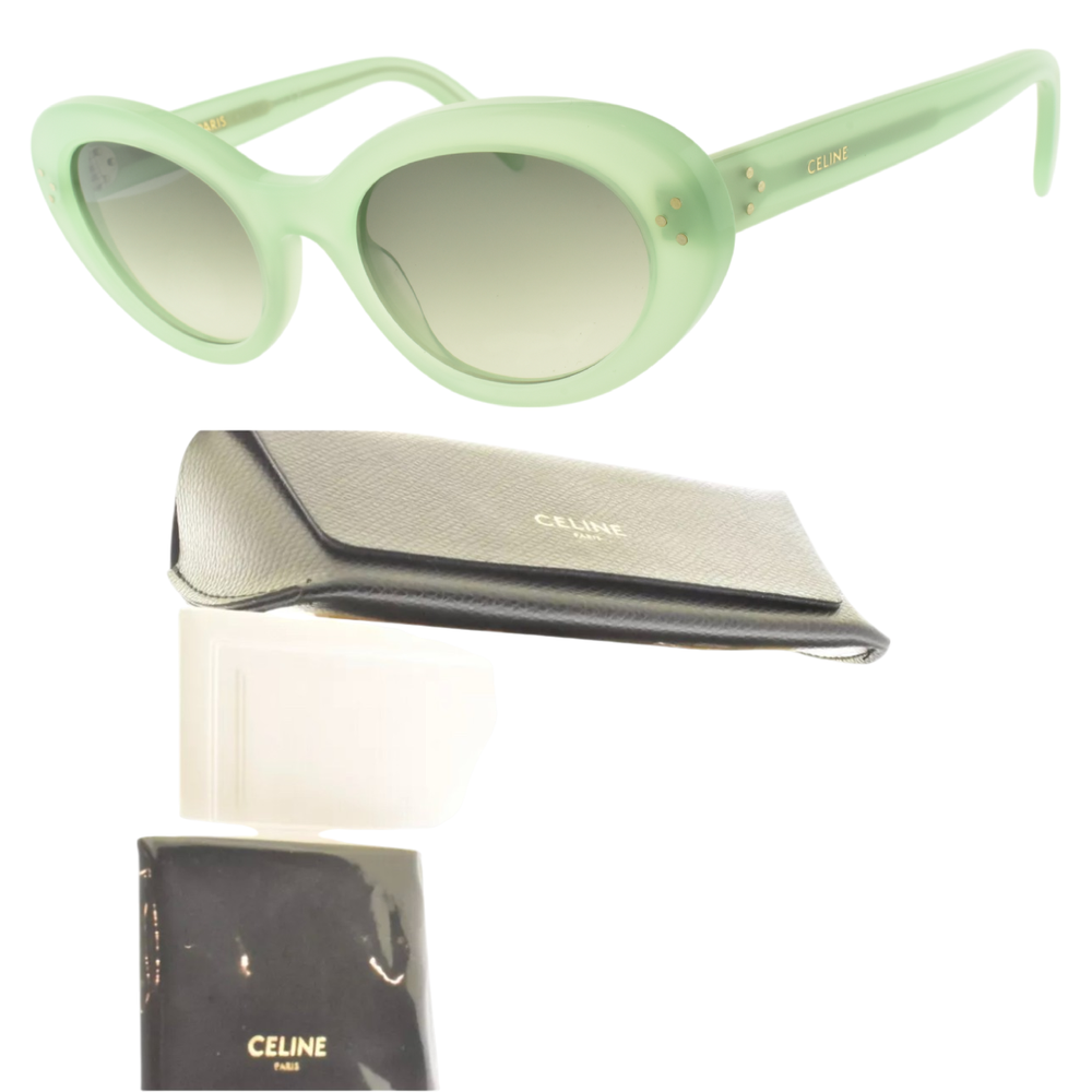 NEW!! CELINE CL40193I 93B *2 A 53-21-145 Light Green Cat Eye Full Rim Sunglasses