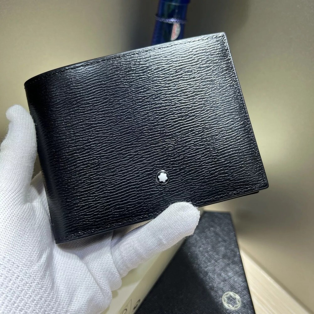 New MontBlanc Black Men's Leather Wallet # 129246