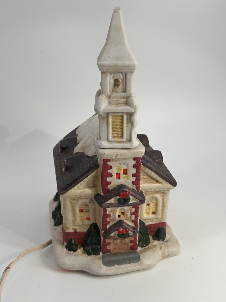 Vintage Our Town Collection Porcelain Lighted OLD CHURCH