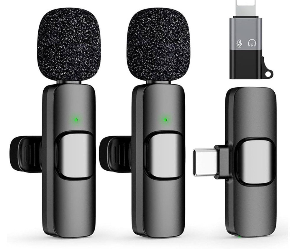 2 Pack Mini Wireless Lav Mic for iPhone 15 Android Type C
