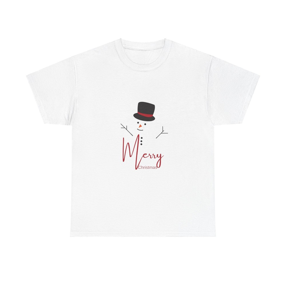 Snowman Christmas T-shirt | Unisex Heavy Cotton | Green, White