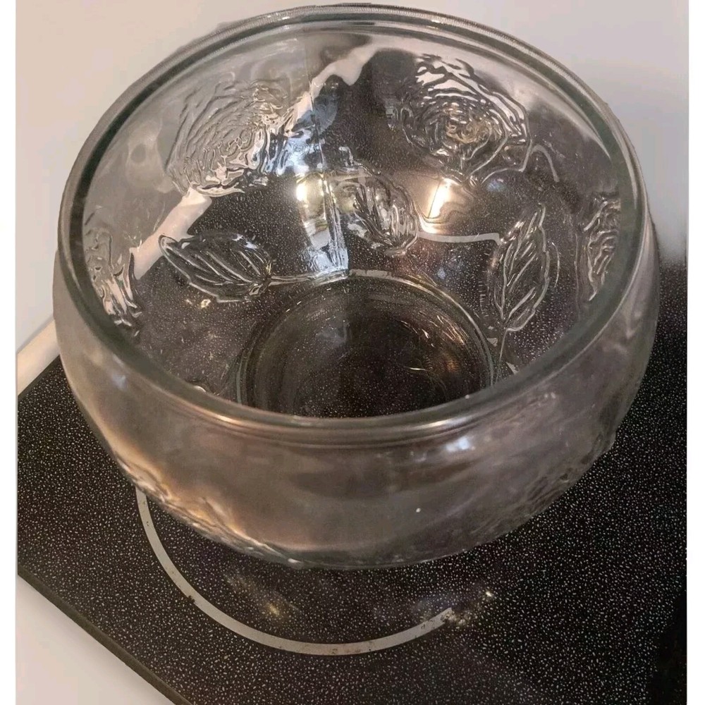 Vintage Indiana Glass Rose Punch Bowl Set with 6 Cups