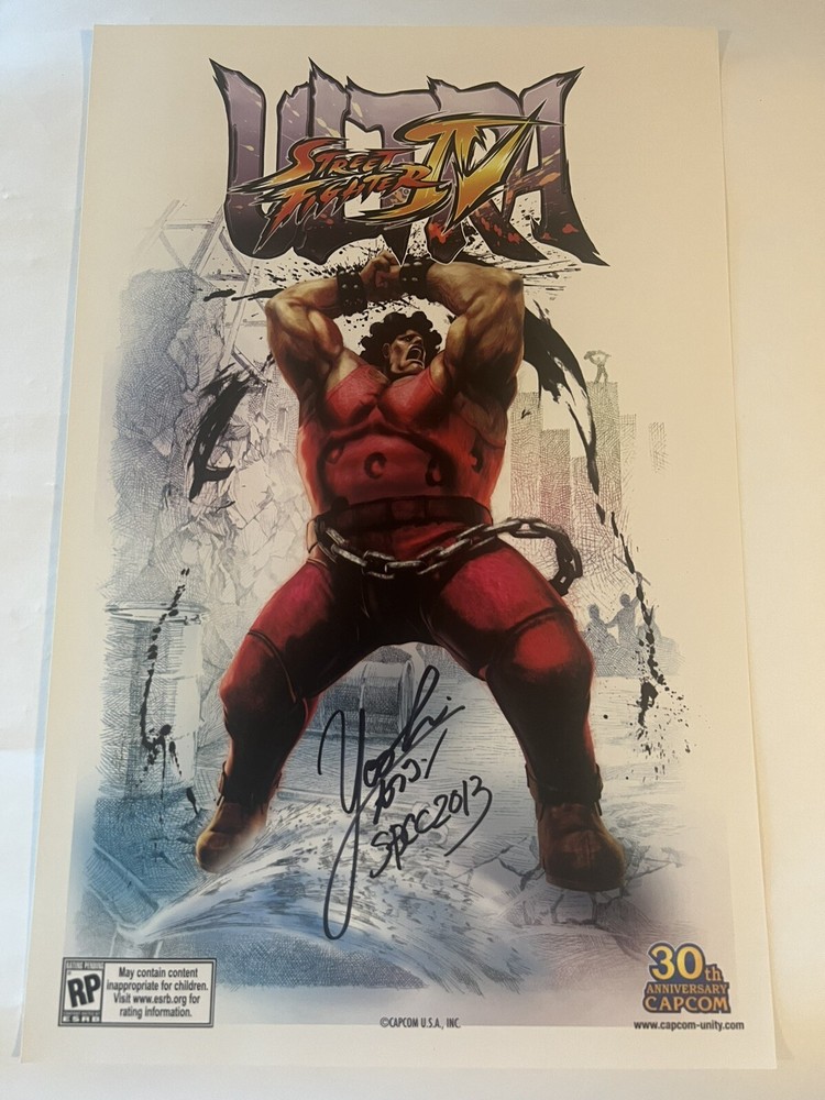 ULTRA STREET FIGHTER IV HUGO POSTER SIGNED BY PRODUCER YOSHINORI ONO SDCC 2013