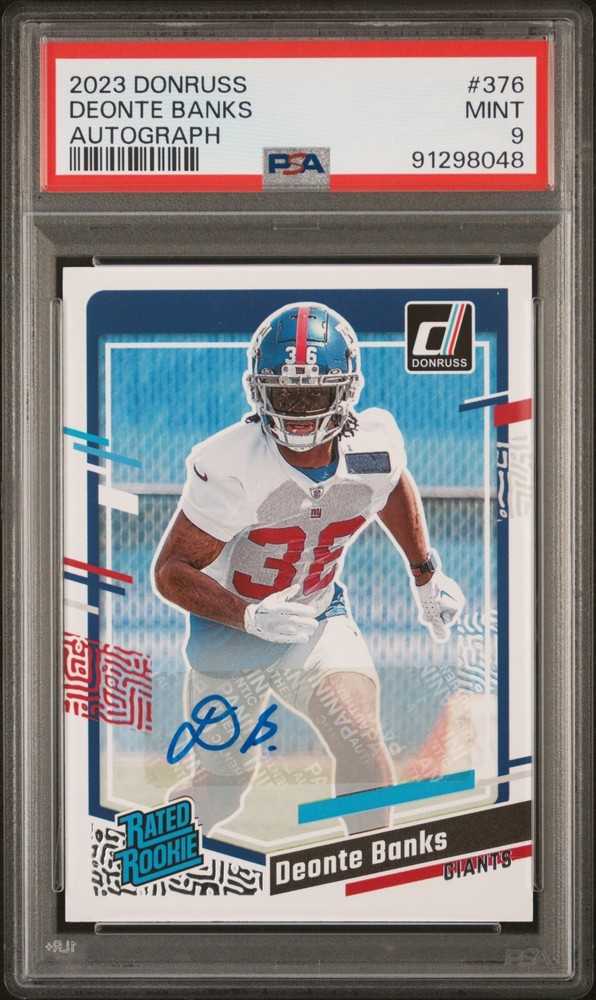 2023 Donruss Rated Rookie Auto Deonte Banks #376 New York Giants PSA 9