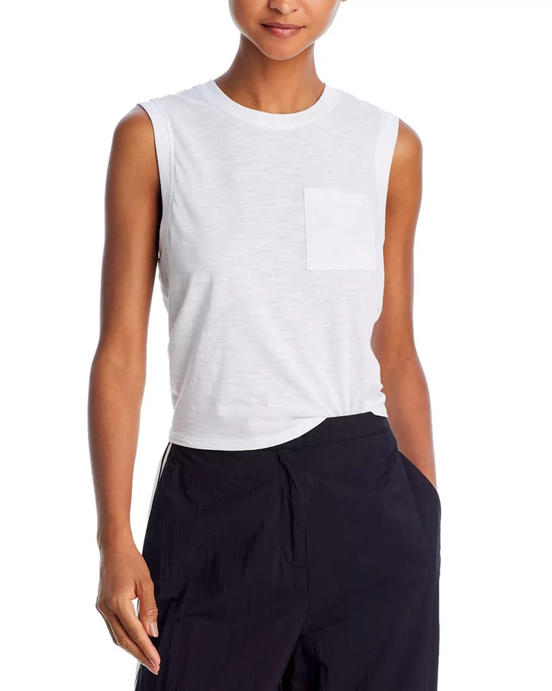 AQUA Women's Top Sz L Slub Jersey Muscle Tank - Exclusive