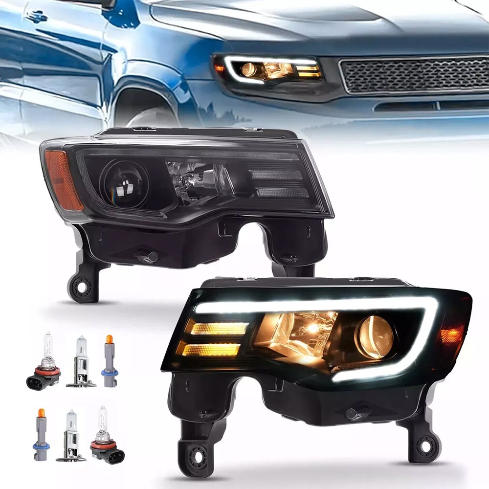 Black LED Projector Headlights for 2017-2022 Jeep Grand Cherokee