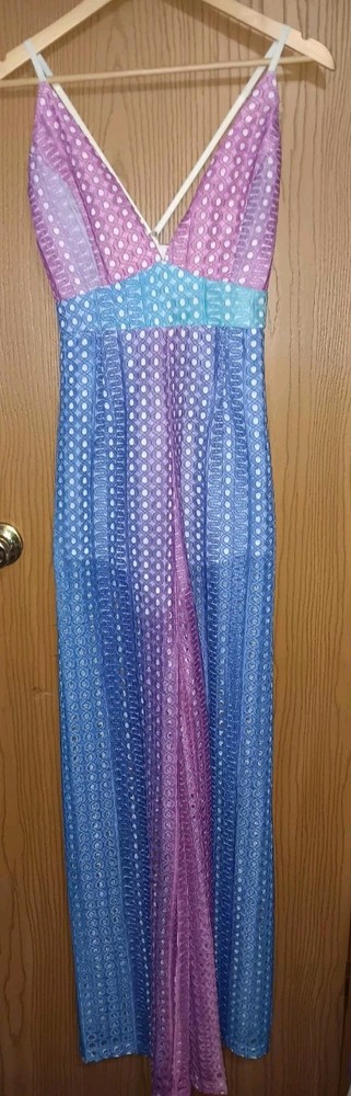 Banjul Jumpsuit Romper Womens Size Large Embroidered Rainbow Pants Hippie Boho