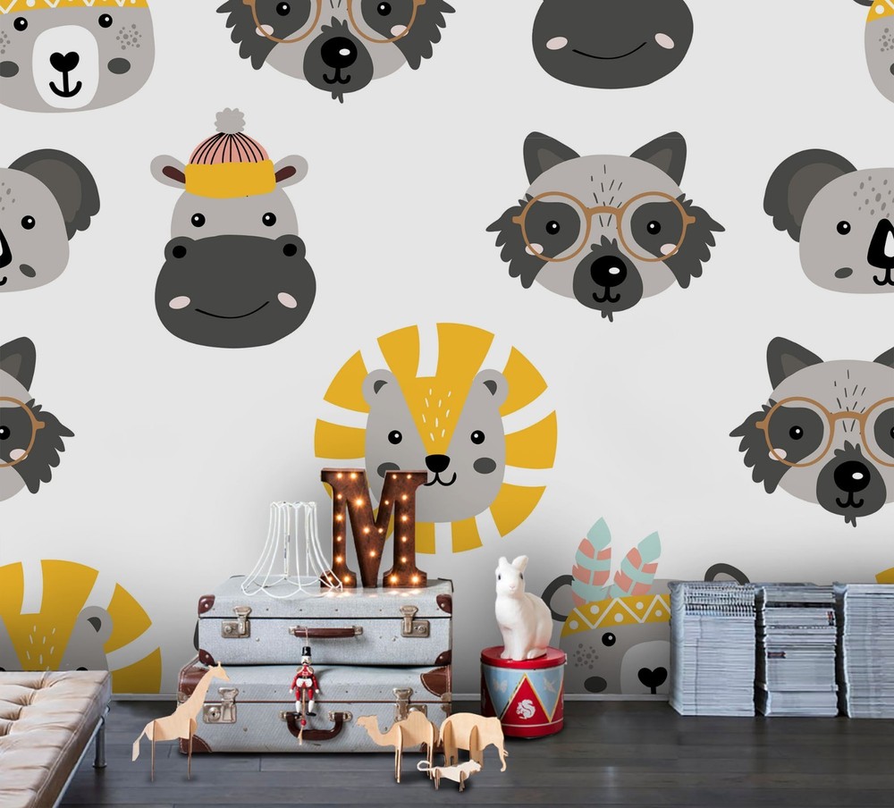 3D Animal Head Watercolor Pattern Wall Murals Wallpaper Murals Wall Sticker