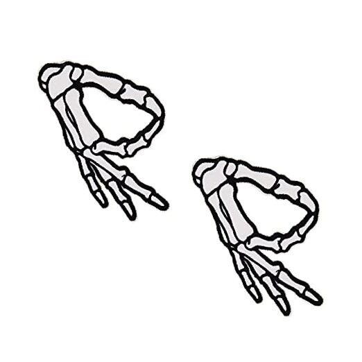 2 Pack Circle Game Skeleton Hand Embroidered Iron On Patches Hat Pins DIY