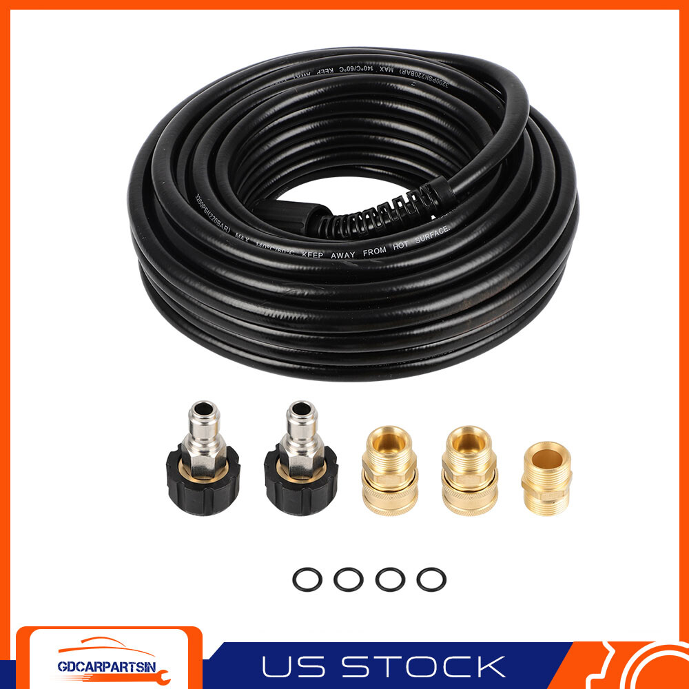 50FT Heavy-Duty Pressure Washer Hose 3200PSI 3/8 M22-14mm Extension for Deep Cleaning
