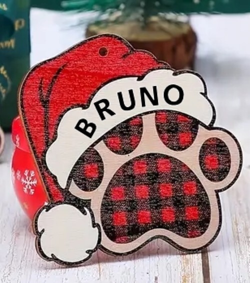 Paw Print Pet Ornament, Personalized, Christmas Ornament, Dog Paw Print Ornament