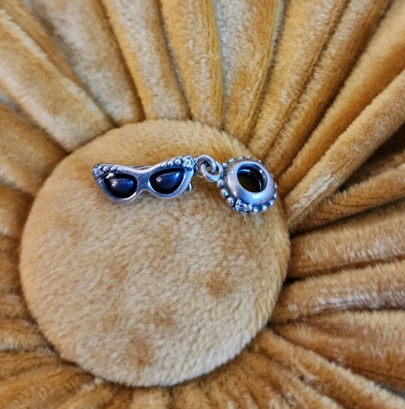 PANDORA Sterling Silver Enamel Sunglasses Dangle Charm with Bead Detail