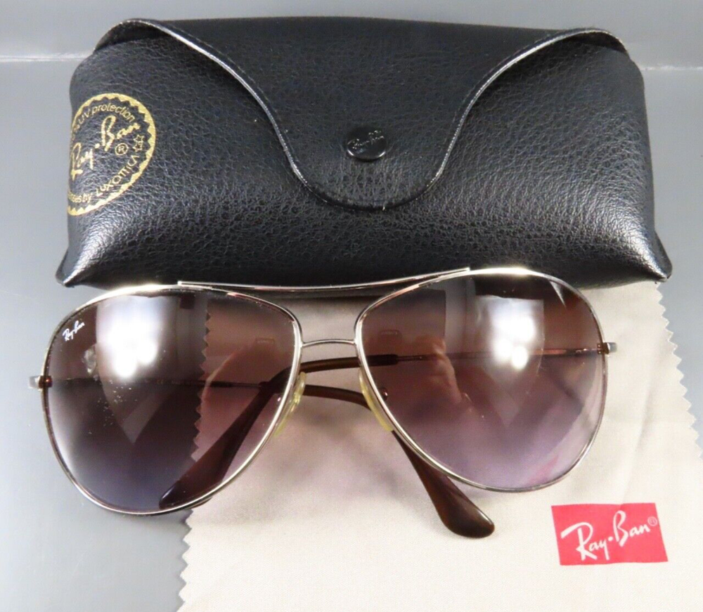 RAY BAN RB3293 Pilot Aviator Sunglasses SILVER METAL Gray Gradient 67-13-2N