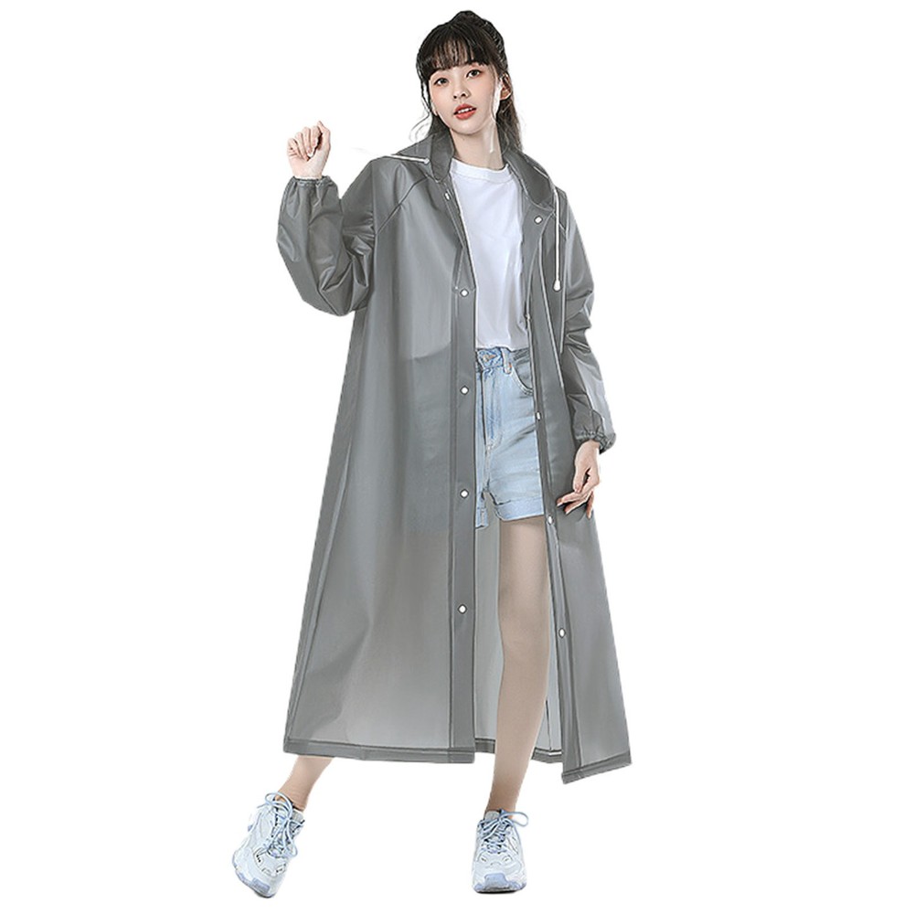 Waterproof Hooded Rain Poncho for Adults with Drawstring Mid-Length Design