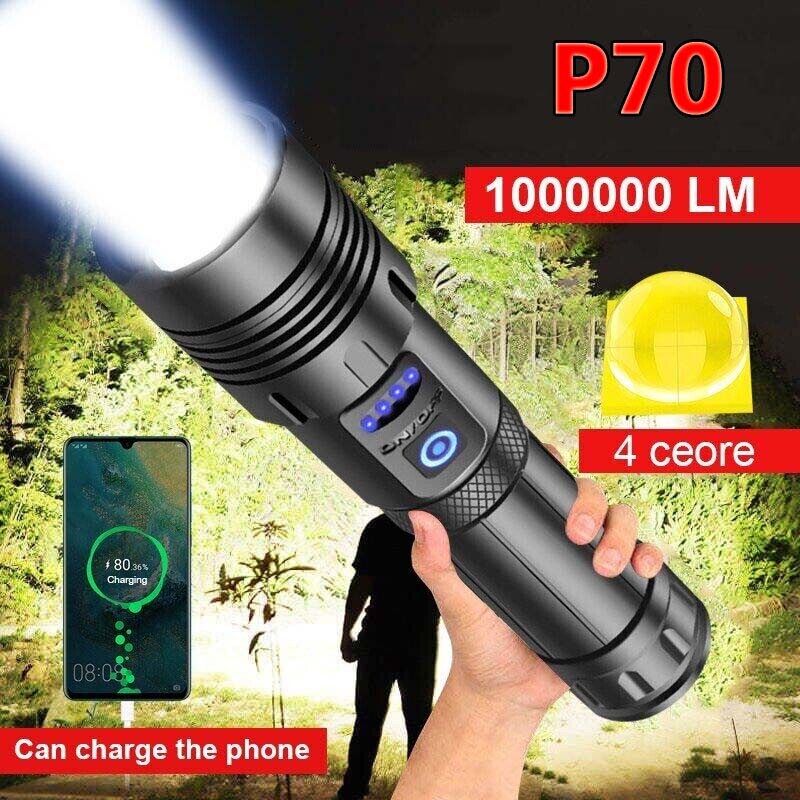 90000000 Lumens Super Bright LED Tactical Flashlight Rechargeable LED Work Light