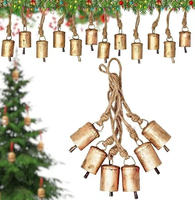 Home Decor Vintage Tin Metal Bells Handmade Decorative X Mas Wholesale 18 Pcs
