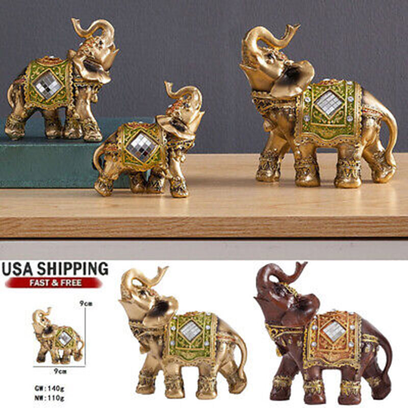 Resin Elephant Ornaments Decor Creative Craft Tabletop Statue Gift Housewarming
