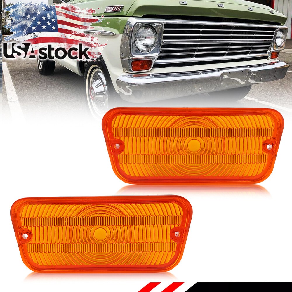 2PCS Amber Turn Signal Lenses for 1967-1971 Ford F100 F-100 Truck
