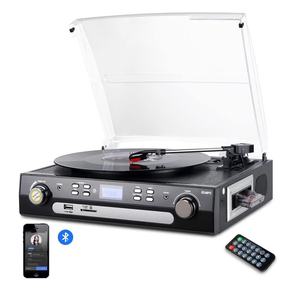 BR M36 LP Turntable Record Player with Bluetooth - Black
