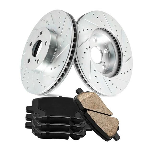 Front Brake Kit, Drilled and Slotted Brake Rotors,Ceramic Brake Pads
