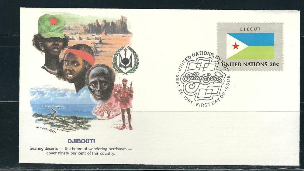 United nations 1981 Flag Series SC # 350 Djibouti FDC .Fleetwood Cachet