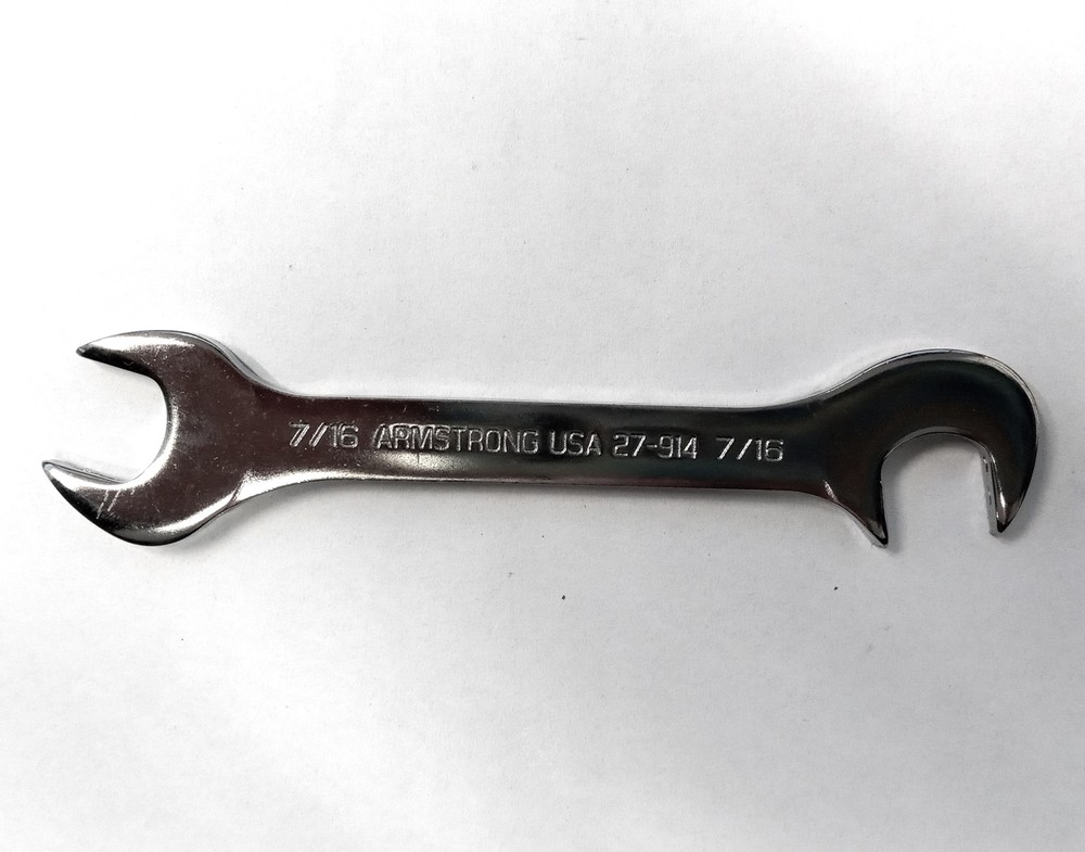 Armstrong 27-914 7/16 Open End Full Polish 15 And 80° Miniature Angle Wrench USA