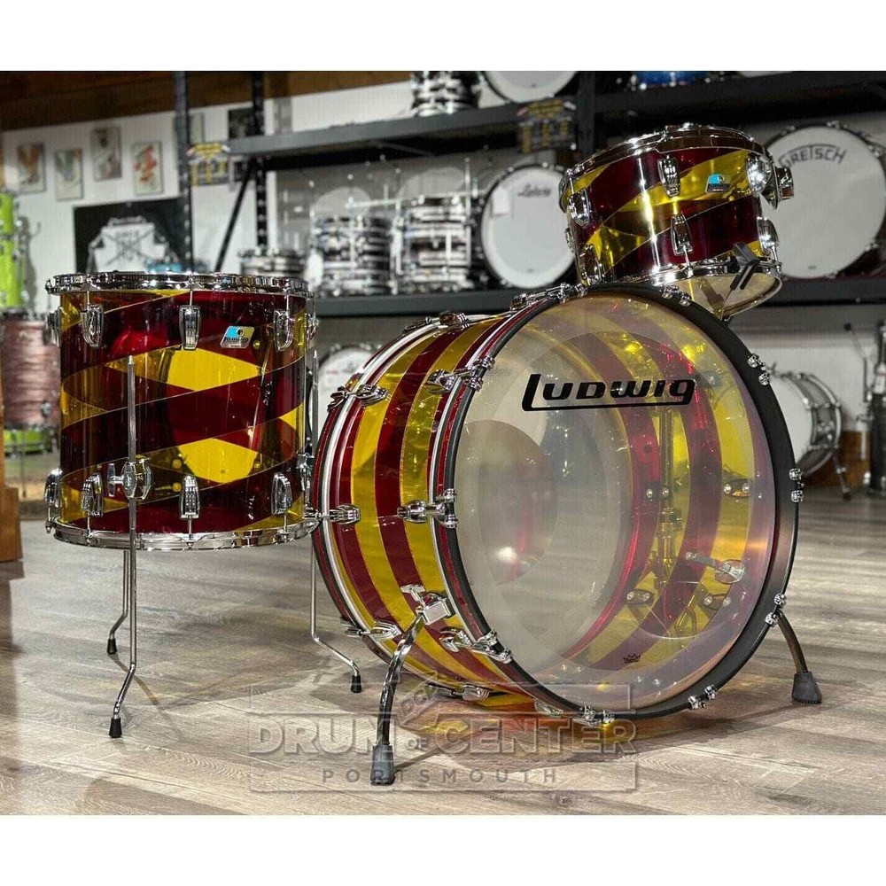 Ludwig Vistalite 3pc Pro Beat Drum Set 50th Anniversary Red/Yellow-DCP