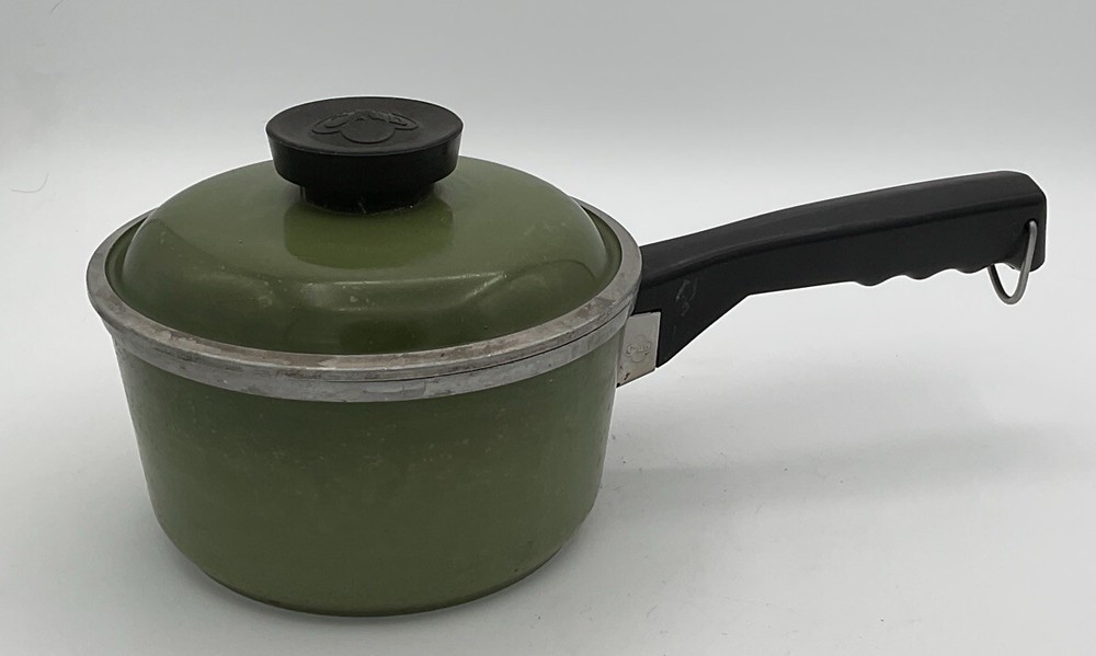 Vintage Green Club Aluminum Small Saucepan With Lid