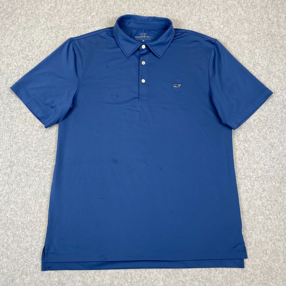 Vineyard Vines Performance Shirt Men's Medium Blue Short Sleeve Casual Polo FLAW