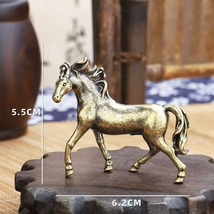 Brass Horse Figurine Statue House Office Table Decoration Animal Figurines