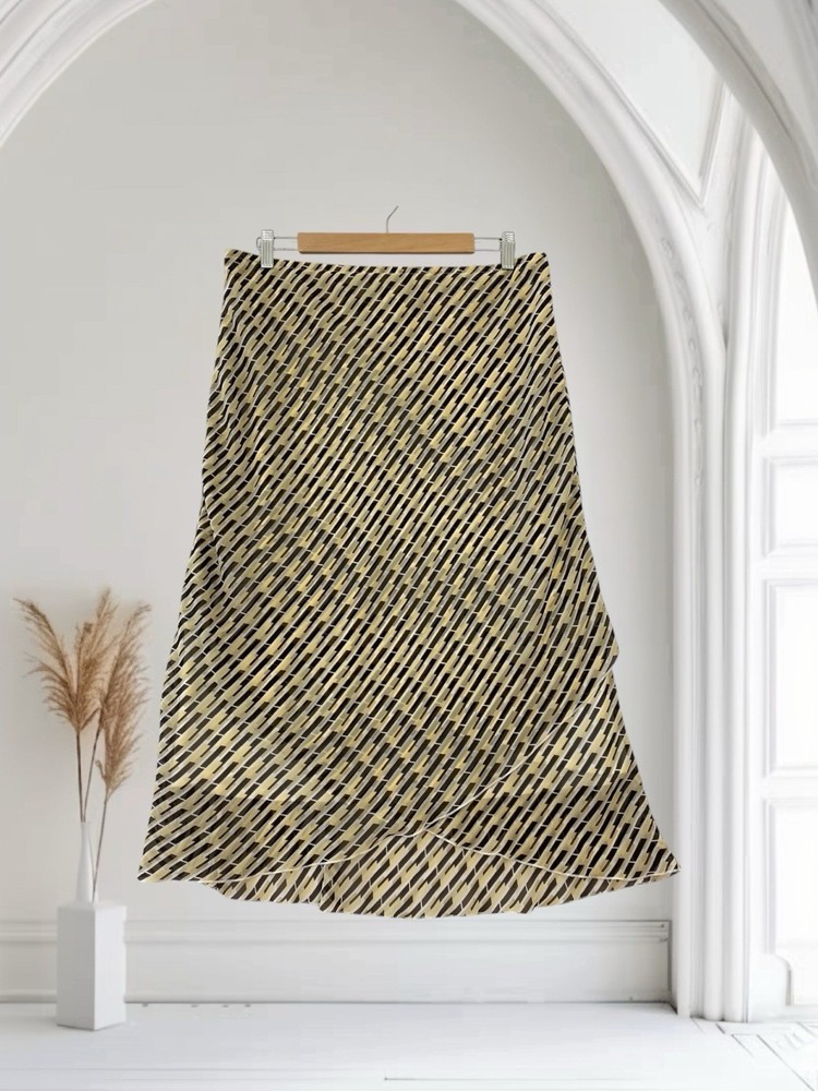 IN Studio Geo Print Layered Midi Skirt Women’s Size Large Pull On Lightweight