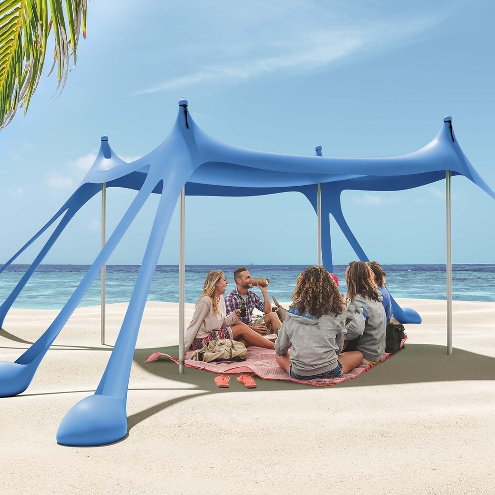 Beach Tent Canopy Sun Shelter 10x10ft UPF50+ Protection Portable Shade with 8...