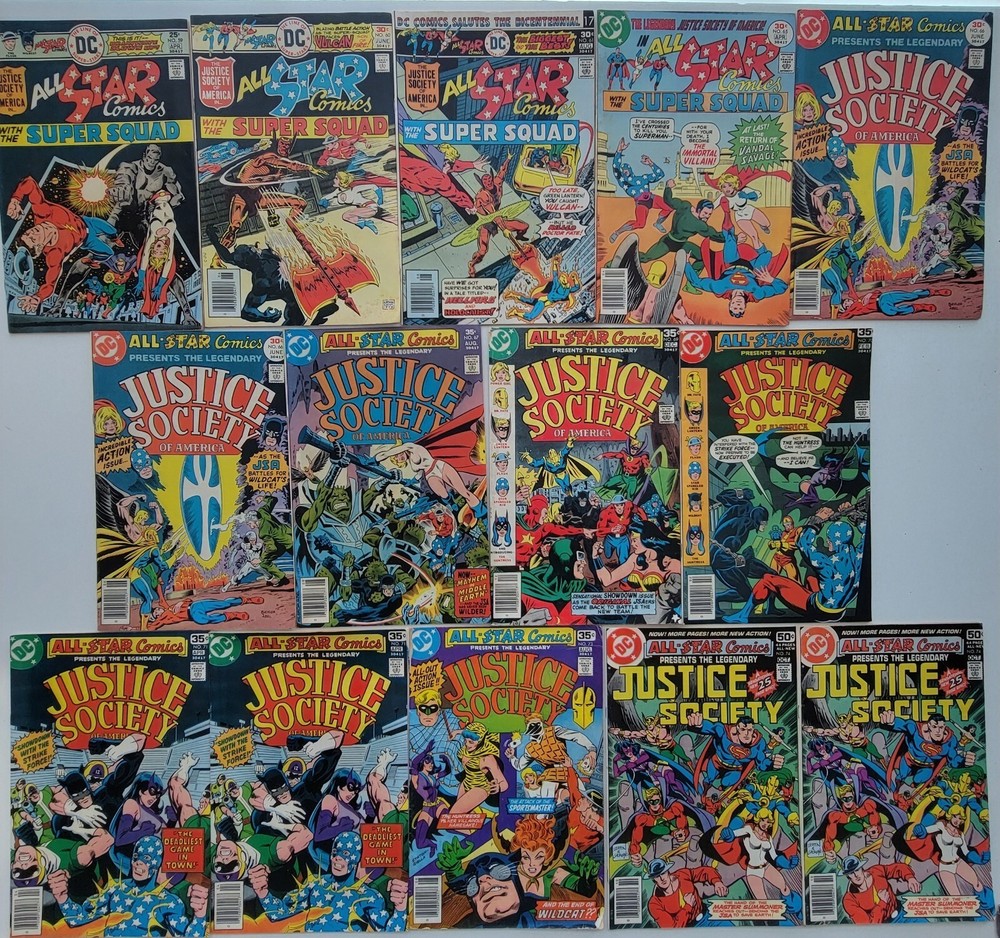 All Star Comics Bronze Age Lot (15) #59-74* 1976 2nd Power Girl, High Mid Grade