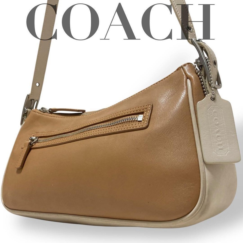 Coach Leather Cowhide 2-Way Shoulder Bag with Accessory Pouch