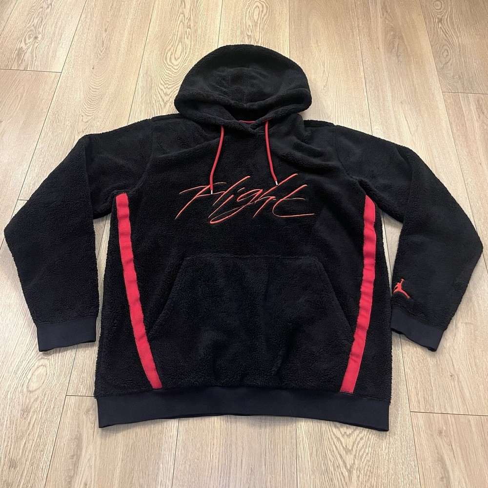 Nike Jordan WINGS OF FLIGHT SHERPA HOODIE AH6250-010 Medium Black Red