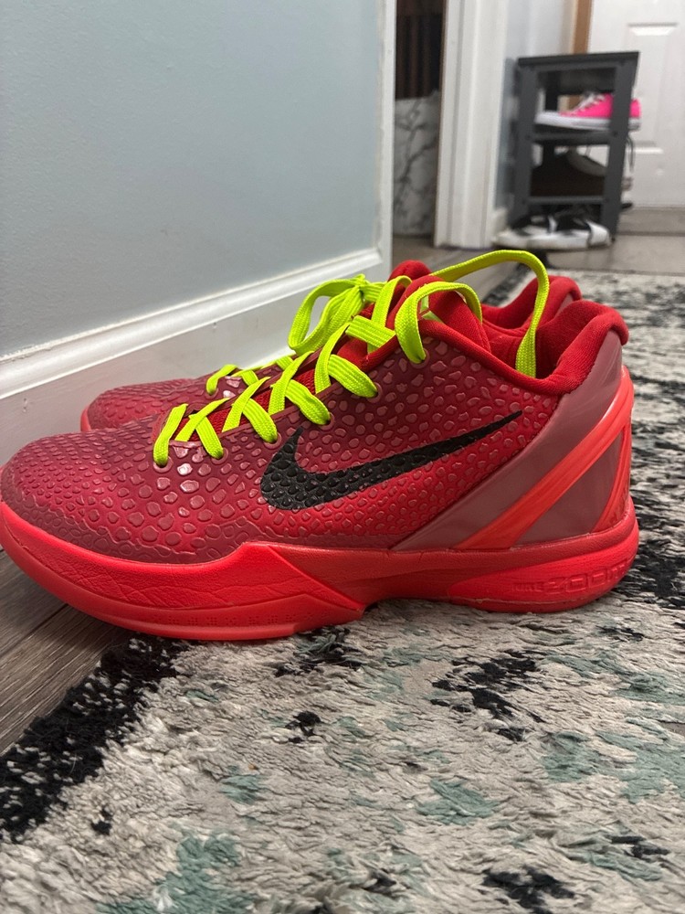 kobe 6, Reverse grinch, size 6, Red base, Green laces