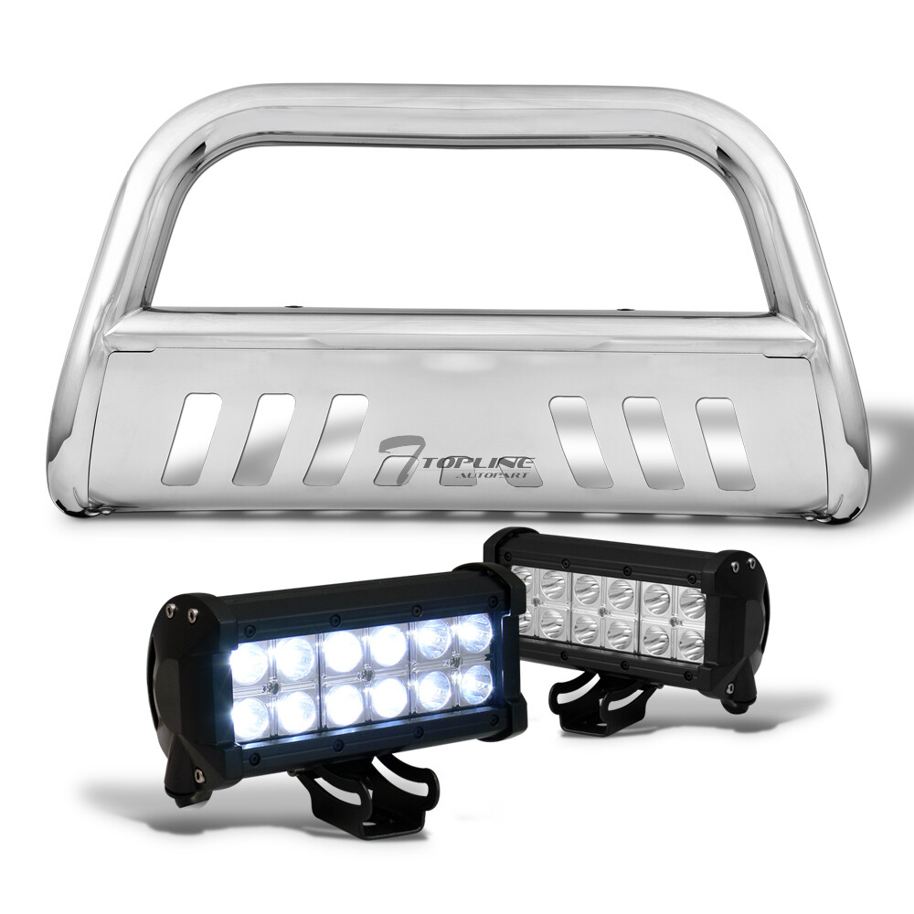 Topline For 2007-2010 Silverado/Sierra HD Stainless Bull Guard+36W CREE LED Bars