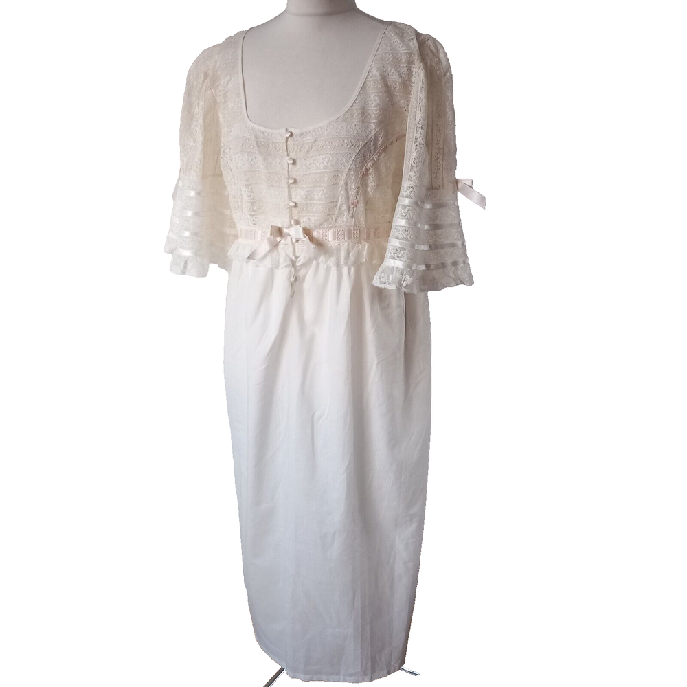 ROBERTA LASSI Vintage NOS Nightie Nightdress Lace Victorian Ghost L 42