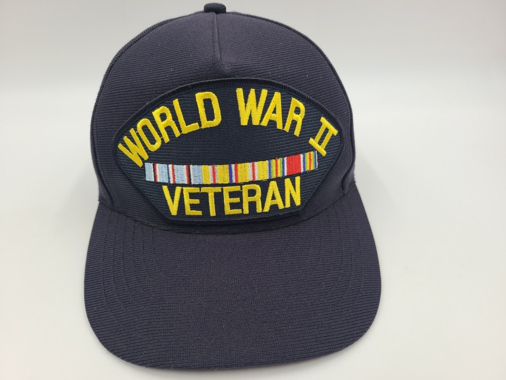 Vintage World War II Veteran Eagle Crest Snapback Hat Cap Military Army US Navy